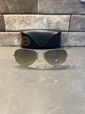 Ray-Ban Silver Frame Sunglasses with Gradient Gray Lenses